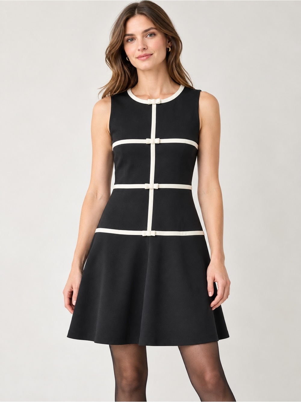 Lilly Pulitzer Clancie Dress Women Black White Bow Trim Sleeveless 12 NWT